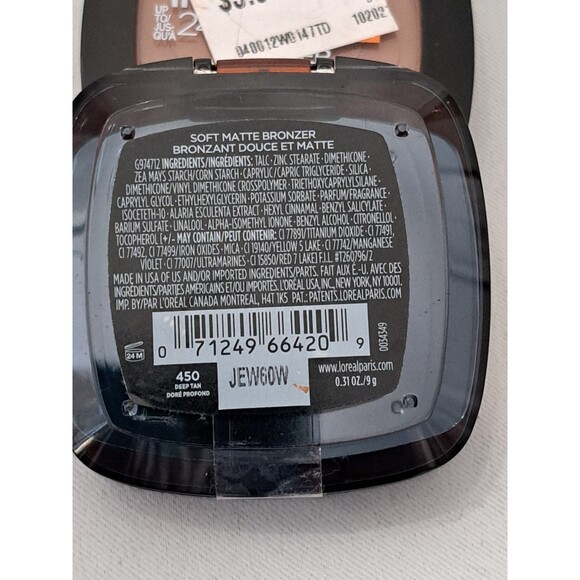 6 L'Oreal Paris Infallible 24Hour Fresh Wear Bronzer 450 Deep Tan Soft Matte - Picture 3 of 5